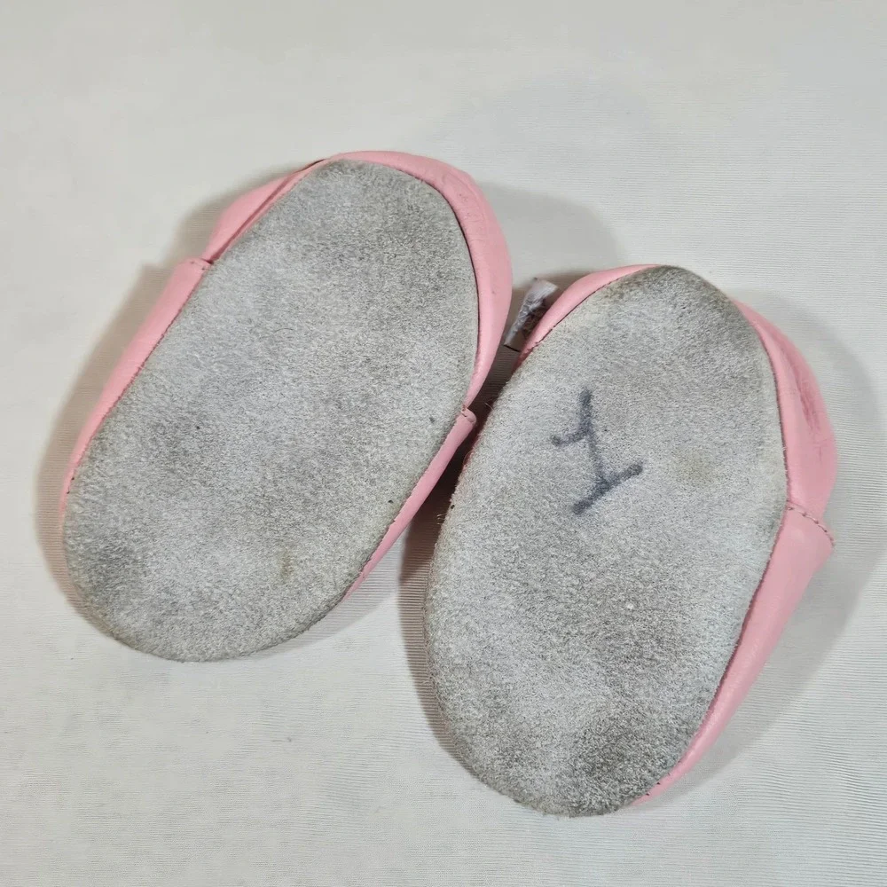 Ministar Infant Leather Shoes Pink Gold Crown Soft Sole‎ Baby Shoes